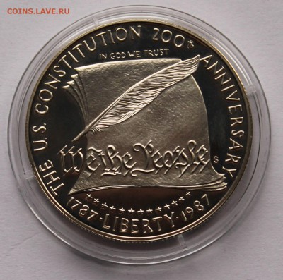 США 1 доллар 1987 г. S 200 лет Конституции США. Ag,900-26,73 - 2