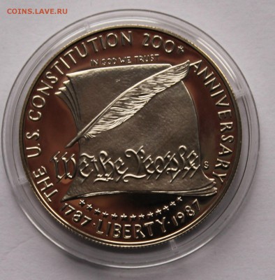 США 1 доллар 1987 г. S 200 лет Конституции США. Ag,900-26,73 - 1
