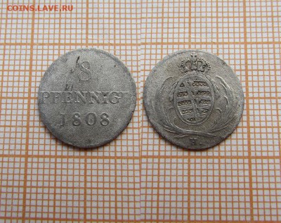 Саксония 8 пфеннигов 1808 года. До 16.10. в 22:00 - 1808