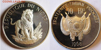 НИГЕР 10 франков 1968 год (Пруф) До 17.10 В 22-00МСК - нигер