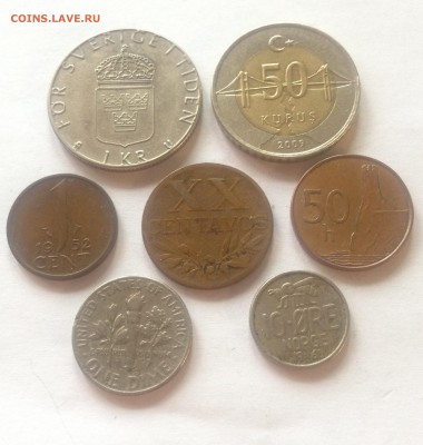 7 иностранных монет (1952-2009г.) , до 22.10.17г. - раз