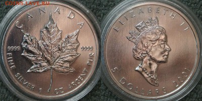 Канада 5 долларов 2001г. Серебро - Maple_leaf_2001_11