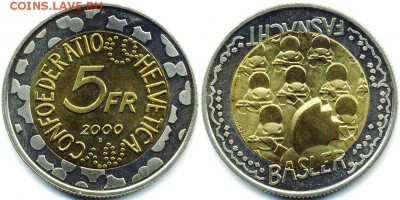 биметалл Швейцария 5 франков 2000 Карнавал в Базеле - 52921b180327f