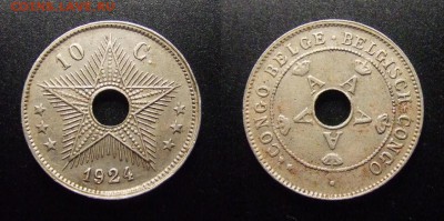 МОНЕТЫ МИРА 10-17 - Бельгийское Конго – 10 сантимов (1924)