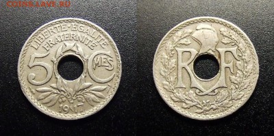 МОНЕТЫ МИРА 10-17 - Франция – 5 сантимов (1917)