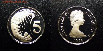 МОНЕТЫ МИРА 10-17 - Каймановы острова – 5 центов (1976) «Креветка» (proof)