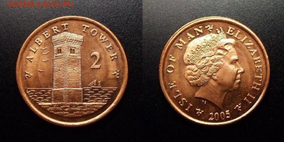 МОНЕТЫ МИРА 10-17 - Остров Мэн – 2 пенса (2005) «Башня Альберта»