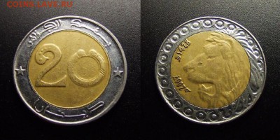 МОНЕТЫ МИРА 10-17 - Алжир – 20 динар (2007) «Лев» (бм)