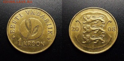 МОНЕТЫ МИРА 10-17 - Эстония – 1 крона (2008) «90 лет Эстонской республике»