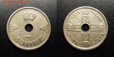 МОНЕТЫ МИРА 10-17 - Норвегия – 50 эре (1929)