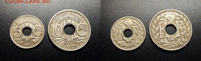 МОНЕТЫ МИРА 10-17 - Франция - (набор №5; 5 и 10 сант. 1921 и 1923) (2 шт.)
