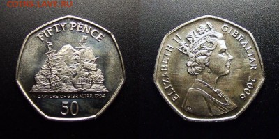 МОНЕТЫ МИРА 10-17 - Гибралтар – 50 пенсов (2006) «Битва за Гибралтар»