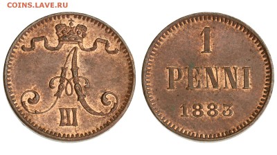 Финны, 1 пенни 1883`88`92`93. до 28.10.17 21-00+ - 1883