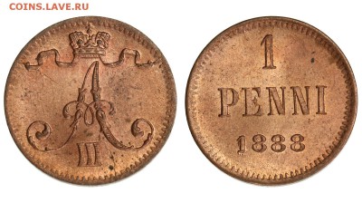 Финны, 1 пенни 1883`88`92`93. до 28.10.17 21-00+ - 1888