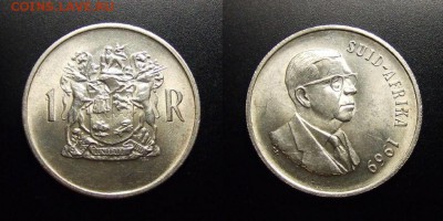 МОНЕТЫ МИРА 10-17 - ЮАР – 1 ранд (1969) «Теофилус Эбенгазер Дёнгес» (Ag)