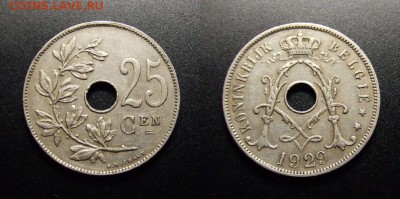 МОНЕТЫ МИРА 10-17 - Бельгия – 25 сантимов (1929)