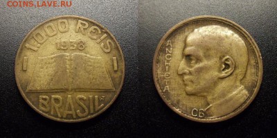 МОНЕТЫ МИРА 10-17 - Бразилия – 1000 рейс (1938) «Жозе ди Аншиета – основоположник бразильской литературы» №3