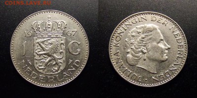 МОНЕТЫ МИРА 10-17 - Нидерланды – 1 гульден (1967) «Королева Юлиана»