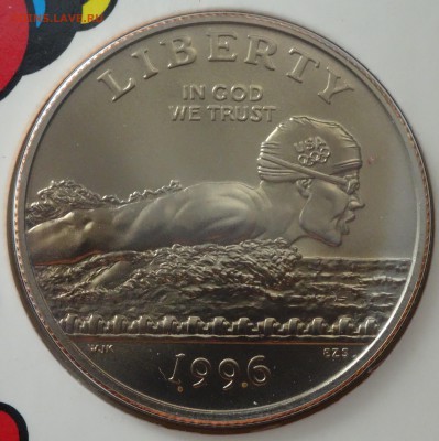 США полдоллара 1996 "Плавание" UNC в буклете на оценку - DSC09321.JPG