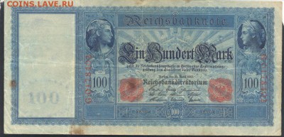 Германия 100 марок 1910 г. 27.10.17 г. 22 -00 МСК. - 100  м. 1910 1