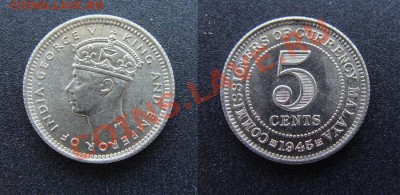 - Ag - Британская Малайя 5 центов 1945  сост.! - 18.03.11 - 5цен1945