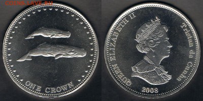 Тристан-да-Кунья 1 крона 2008 "Кашалоты" до 31.10.17 - TDC_KM#34_12082017