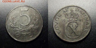 МОНЕТЫ МИРА 10-17 - Дания – 5 эре (1943) цинк