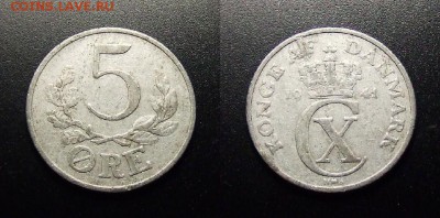 МОНЕТЫ МИРА 10-17 - Дания – 5 эре (1941) алюм.