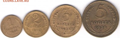 1,2,3,5 копеек 1936г - 004б