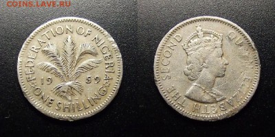 МОНЕТЫ МИРА 10-17 - Брит. Нигерия – 1 шиллинг (1959) «Растение»