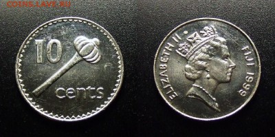 МОНЕТЫ МИРА 10-17 - Фиджи – 10 центов (1999) «Дубинка (ула тава тава); Елизавета II (тип №2)»