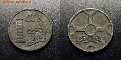МОНЕТЫ МИРА 10-17 - Нидерланды – 1 цент (1942) «Немецкая оккупация» (цинк) №1