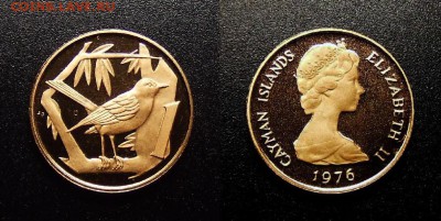 МОНЕТЫ МИРА 10-17 - Каймановы острова – 1 цент (1976) «Сизый дрозд» (proof)