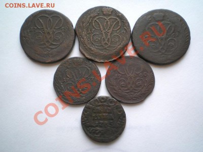 Копейка,денга,полушка(6шт.)1735,57,59,60,61 16.03.11.в 22.00 - P3130004.1