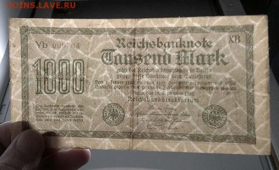 Германия 1000 марок 1922 красный номер - Германия_1000марок-1922_красн-номер-малый_вд