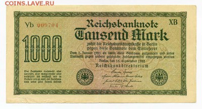 Германия 1000 марок 1922 красный номер - Германия_1000марок-1922_красн-номер-малый_лицо