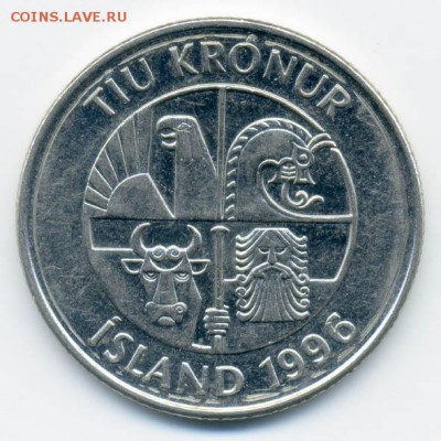 Исландия 10 крон 1996 - Исландия_10крон-1996_магнит_А