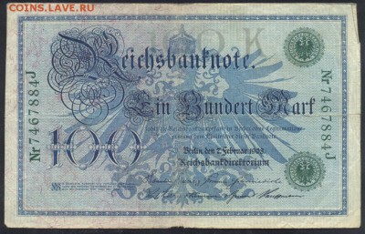 Германия 100 марок 1908 г. 30.10.17 г. 22 -00 МСК. - 100  м. 1908 1