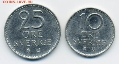 Швеция 10 и 25 эре 1973 - подборка_Швеция-эре-1973-2шт_р