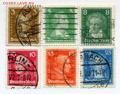 Веймар, 1926, подборка с личностями, 6 шт. - почта-марки_Германия-Веймар-1926_личности_гаш-6шт_лицо