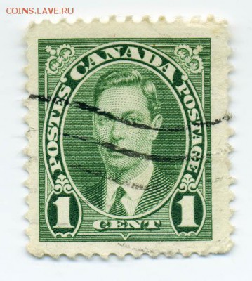 Канада 1937 Георг VI - почта-марка_Канада-ГеоргVI-1937_гаш_лицо