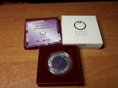 Австрия 25 евро 2005 г. 50 лет телевидению Серебро-Ниобий - 2017-05-20 19.56.41