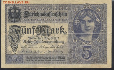 Германия 5 марок 1917 г.   2.11.17 г. 22 -00 МСК. - 5 м. 1917