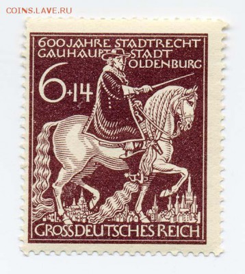 3-й Рейх 600 лет Ольденбургу 1945 - почта-марка_3йРейх-1945_600лет-Ольденбургу