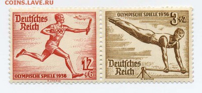 3-й Рейх 1936 Олимпиада сцепка - почта-марки_3йРейх-1936_Олимпиада-летняя_бегун-атлет_лицо