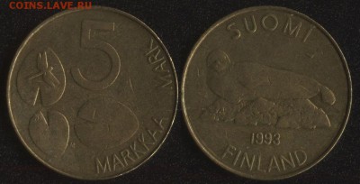 шт. №1 ФИКС! - Финляндия 5 марка 1993 ТЮЛЕНЬ