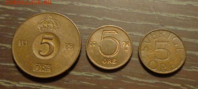 ШВЕЦИЯ - 5 эре три монеты разных лет до 14.11, 22.00 - Швеция 5 эре разные года 3 шт._1