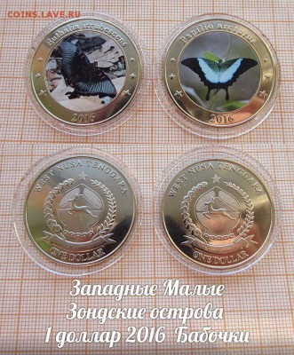Зондские острова 1 доллар 2016 Бабочки Цвет.2шт. До 9.11. - 6483pPdFEvQ