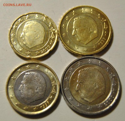 20, 50 евро центов, 1 и 2 евро 1999, 2000 Бельгия UNC - DSC_1730.JPG