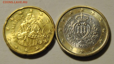 20 евро центов, 1 евро 2010, 2013 Сан-Марино - DSC_1754.JPG